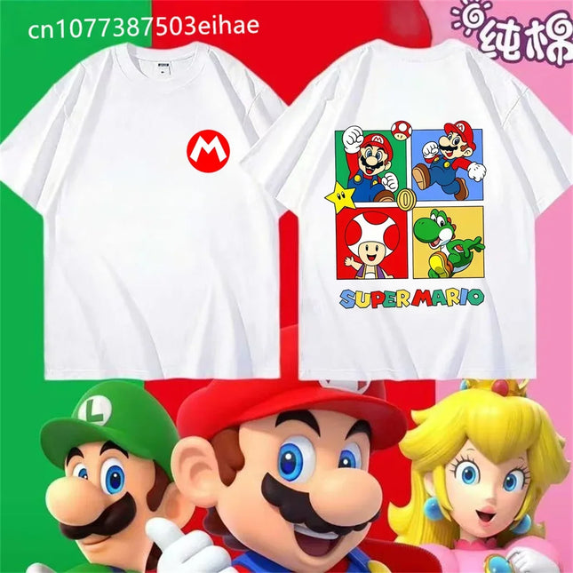 Super Mario Yoshi T-Shirt 2026 New Summer Unisex Casual Streetwear Kids & Adults Mario & Yoshi Front Back Print Tee