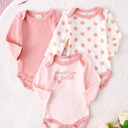 3PCS Baby girl onesie New style baby girl clothes Spring/Autumn long-sleeved onesie Cotton fabric Suitable for 0-9months