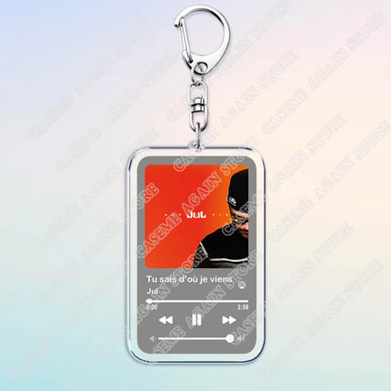 Popular French Rapper JUL Music Songs Keychains for Women Accessories Bag Oh Qu'elle Est Belle Code Keyings Jewelry Fans Gifts