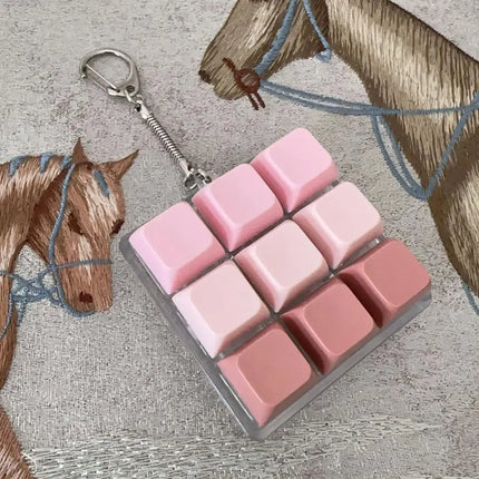 Keyboard Keycap Fidget Keychain Macaron Crystal Clicker Toy Stress Relief Fingertip Gadget,Decompression Keys Button for Adult