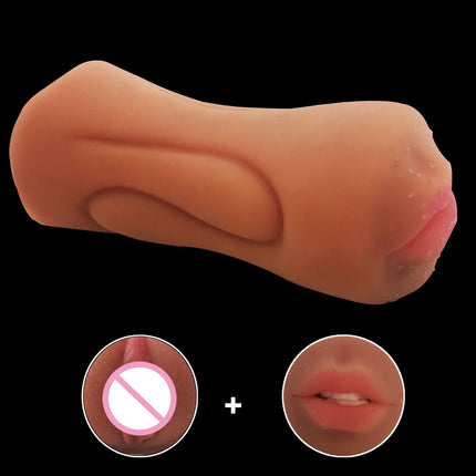 2 in 1 Male Masturbator Realistic Vagina Anal Mouth Real Deep Pussy Throat Sex Toys for Men Vaginal Oral Masturbation Cup 18
