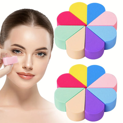 8Pcs Petal Makeup Sponges - Random Color for Foundation/Concealer | Soft Reusable Hypoallergenic Cosmetic Tools