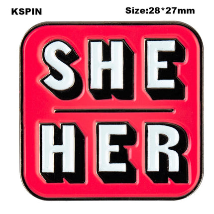 Pronouns Enamel Pins THEY THEM  SHE HER HE HIM Lapel Pins Badges Brooches