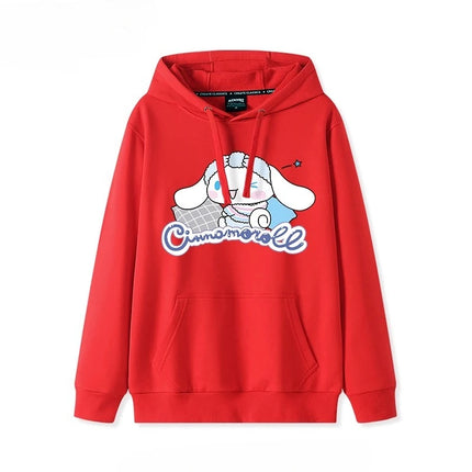 Korean Cute Cinnamoroll Hook Haze Blue Hooded Sweater Cute Girl Loose Versatile Girlfriend College Style Loose Long Sleeve Top
