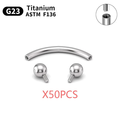 G23 Titanium ASTM-F136 Piercing Nose Ring Eyebrow Septum Helix Cartilage Piercing C rod Body Jewelry For Women Wholesale 5/50PCS