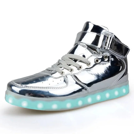 Wholesale LED Light-Up Shoes Plus Size High-Top Charging Colorful Night Fluorescent Couple Board Shoes From China Mainland