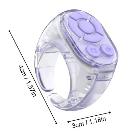 Transparent Scrolling Ring Remote for TikTok YouTube Instagram Video Scroller Page Turner Clicker Bluetooth Camera Shutter