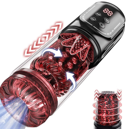 Automatic Thrusting Rotation Male Masturbator Sucking Licking LCD Vacuum Penis Pump Water SPA Real Pocket Pussy Sex Toys for Men