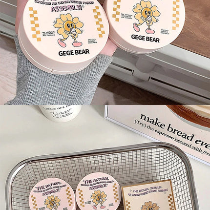 2-in-1 Double Layer Cushion Foundation Pressed Powder Natural Lasting Brightening Gege Bear Concealer Loose Powder Cushion Cream