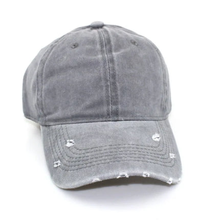 1pc Solid Distressed Perforated Mesh Washed Baseball Cap, Breathable Sun Protection Accessory For Spring and Summer，adjustable