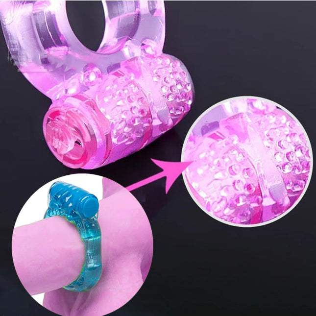 2pcs Finger Vibrator Ring Elastic Silicone Penis Vibrating Clitoris Massager Masturbating Cockring Toy Sex Toys, Adult Products for Men