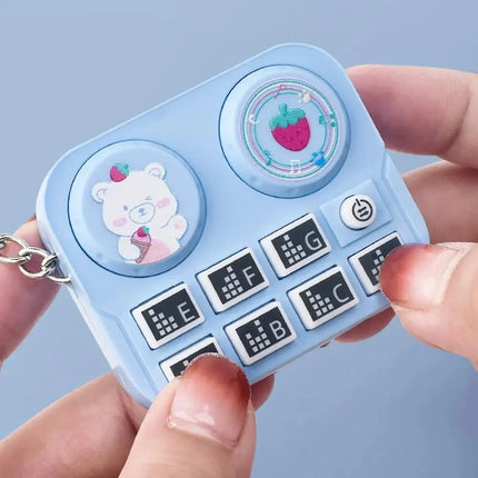 Mini Keychain with DJ Disc Player for Kids, Musical Instrument Sound Button, Toy Games, Educational Toy Bag, Pendant Keychain, 1