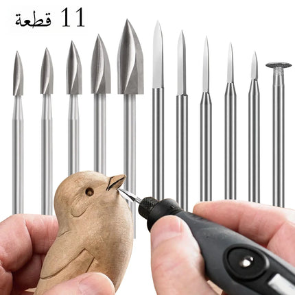 11-Piece HSS Wood Carving Bit Set for Rotary Tools,Precision Engraving Wood carving, root carving, and nuclear carving