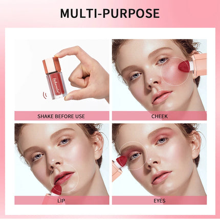 6 Colour Matte Liquid Blush Easy to apply long lasting waterproof blush sponge brush head Eyes lips Makeup Blush Cosmetics