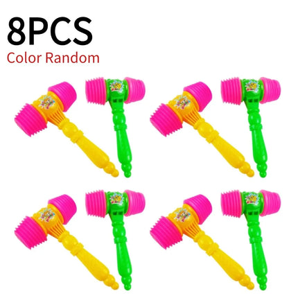 8Pcs Pounding Hammer Toys PVC Kids Hammer Toys Musical Sound Kids Educational Beating Gavel Plastic Squeaky Mallet Instrument