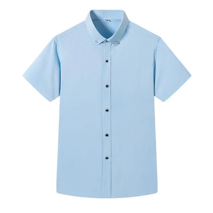 High Quality Non-ironing Mens Dress Shirt Short Sleeve New Solid Male Clothing Fit Business Shirts White Black Blue Navy Red