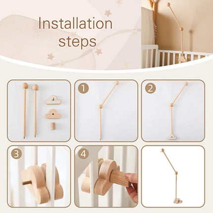 Baby Wooden Bedbell Bracket 0-12 Months Bed Bell Bracket Wooden Mobile Newborn Crochet Bed Bell Hanging Toys Newbaby Rattle Toys