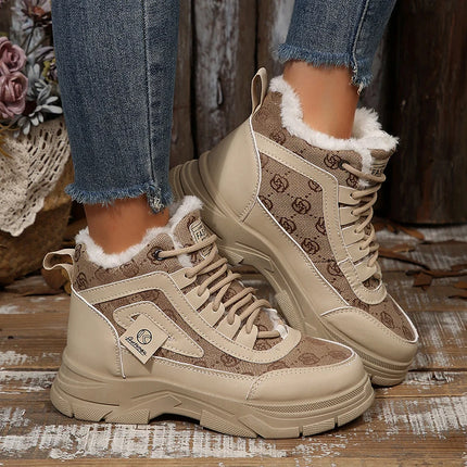 Plus Size 45 Fashion Winter Sneakers for Women Plush Warm White Platform Sports Shoes Woman High Top Thick Sole Vulcanized Shoes