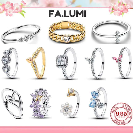 Luxury Hot Selling 925 Sterling Silver Heart-Shaped Flower And Butterfly Ring Suitable For Women's Party Jewelry Gifts