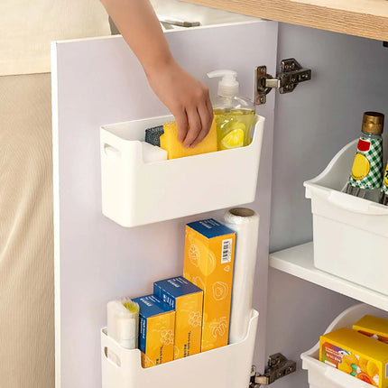 WORTHBUY Multifunctional Cabinet Plastic Storage Rack Punch-Free Wall-mounted Storage Organizer For Kitchen Storage Shelf