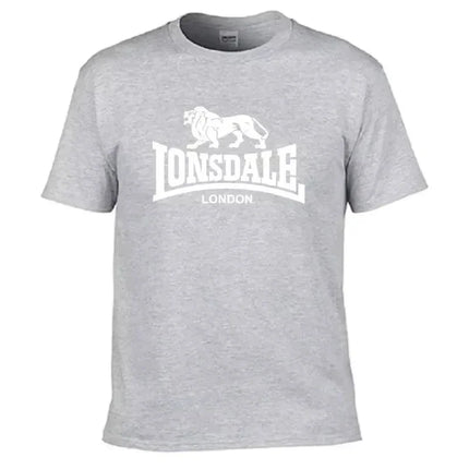 Men's Lion Lonsdale Print Short-Sleeve T-Shirt, Summer Loose and Comfortable Pure Cotton Street Style Oversized