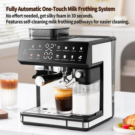 Multifunctional fancy automatic coffee machine, commercial milk frothing and grinding integrated coffee machine
