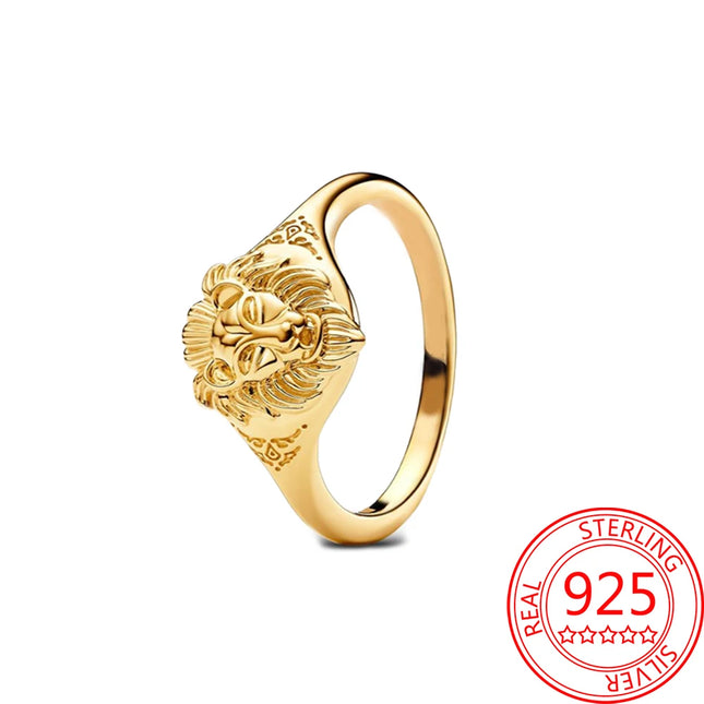 Gaming Style 925 Sterling Silver Golden Crown&Lion&Split Rune Heart&Skull&Double layered Dragon Ring Cool Neutral Jewelry