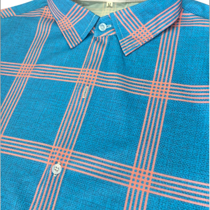 Summer Men's Checkered Shirt Casual Versatile Beach T-Shirt Short-Sleeved Shirt