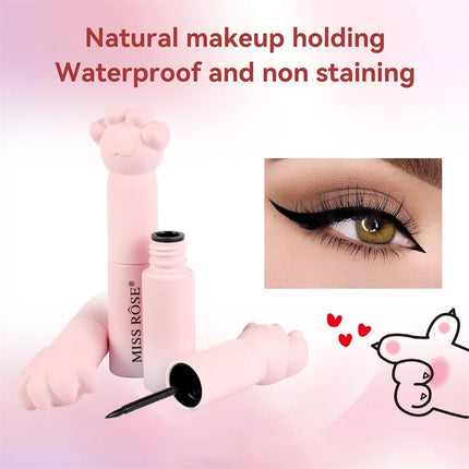 Pink Cat Paw Black Liquid Eyeliner Pen Fast Drying Long-lasting Smudge Proof Makeup Holding Premium Eye Liner Pen Eye Cosmetics