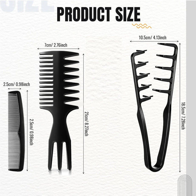 4pc Hair Comb for Men Hair Brush Set, Vent Brush Texture Comb Men Styling Comb Wide Tooth Design for Unique Styles Salon Tools