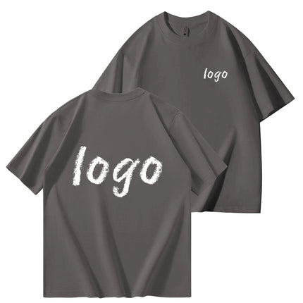 DIY260g 100% pure cotton customized men's T-shirt with logo text photos on both sides, summer breathable short sleeved top 2025