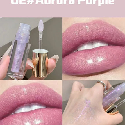 SHAQINUO Glittering Mirror Lip Glaze Set, Watery Shimmering Light Lip Gloss Makeup 6 Color, Hydrating Moisturizing, Long Lasting