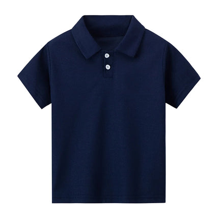 Children's Solid Color POLO Shirt Boy Handsome Fashion Sports T-shirt Lapel Comfortable Half Sleeve.