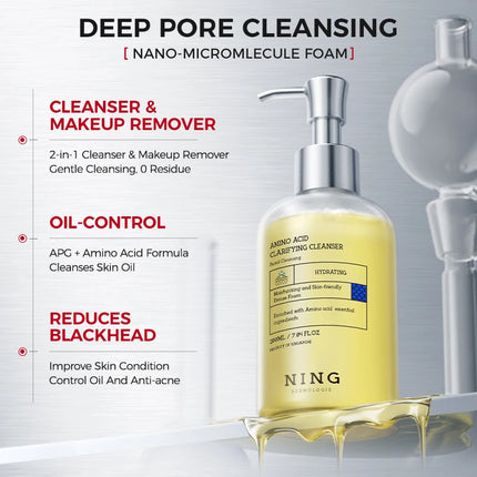 Amino Acid Korean Facial Cleanser with Salicylic Acid – Deep Cleansing, Oil Balance, Help with Pore Tighten, Acne & Blackheads
