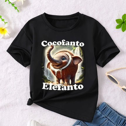 Y2k Boys Girls Italian Brainrot Animals Kids T-shirt Tung Tung Tung Sahur Short Sleeve Tops Funny Meme Cute Tee Summer Clothing