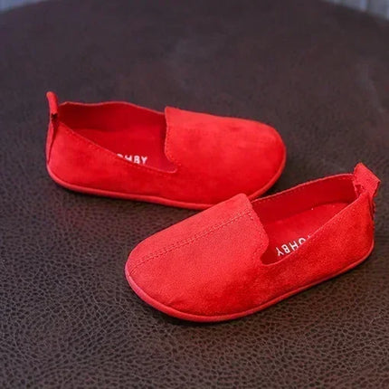 Children's Flat Shoes New Candy Color Simple Casual Shoes Loafers Slip-on Flats Lightweight Boys Girls Leather Shoes Moccasins