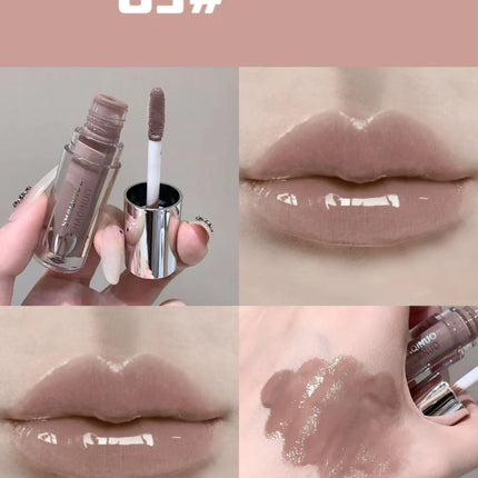 NEW Water Glazed Mirror Lip Gloss Makeup Crystal Nude Jelly Moisturizing Lip Glaze Long Lasting Black Liquid Lipstick Cosmetics