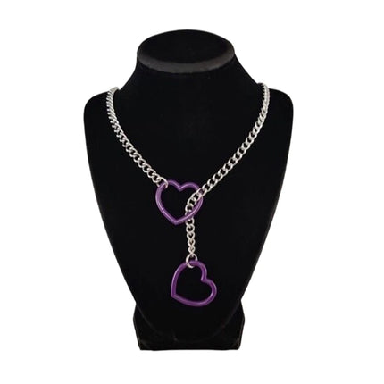 Trendy Simple Adjustable Y-Necklace Heart O-ring Slip Chain Punk Rock Necklace Stainless Steel Cuban Long Necklace For Women