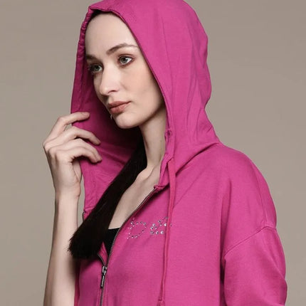 Europe and the United States new Y2k retro "Bebe" printed pink retro hot diamond sexy casual hoodie