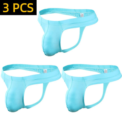 1/2/3 PCS Men Solid G Strings Thong Underwear Ice Silk Sissy Tanga Hombre Jockstrap Penise Bag Breathable Thin Men Underwear