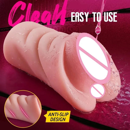 Super Realistic Men Masturbator Cup Deep Throat Real 2 IN 1 Artificial Vagina Blowjob Anal Clit Sex Toys for Men Adult Supplies