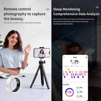 New Fashion Diamond Lady Smart Ring With Box Heart Rate Monitoring Application Controls Fitness Sports Women Health Smartring