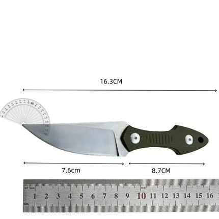 GiantMouse GMF3 Fixed Blade Knife Satin Drop Point Blade with Leather Sheath Outdoor Camping Hunting Portable Straight Knives