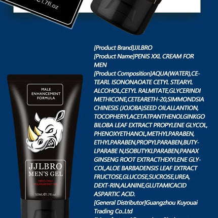 JJLBRO PENIS XXL GEL Rhino Massage Cream Men Male Penis Enlargement Cream Penis Enlargement and Thickening
