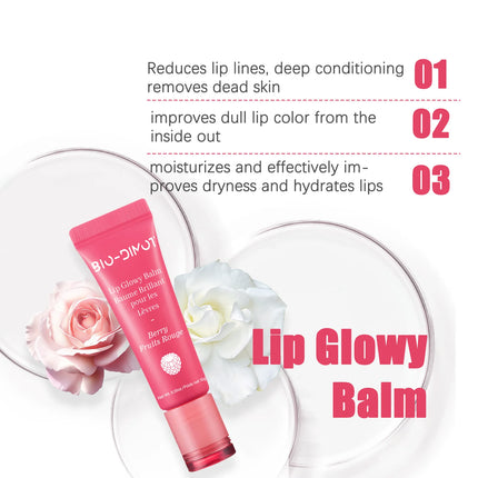 Liquid Lip Gel Mask Reduce Lip Moisturizing Lip Glow Blam Line Remove Dead Skin Peach Grape Lip Gloss Lips Care Product 10g