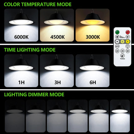 Solar Pendant Light Outdoor with Remote Control 3-Color Dimmable Timer Waterproof Solar Shed Light for Gazebo Patio Garden Garag