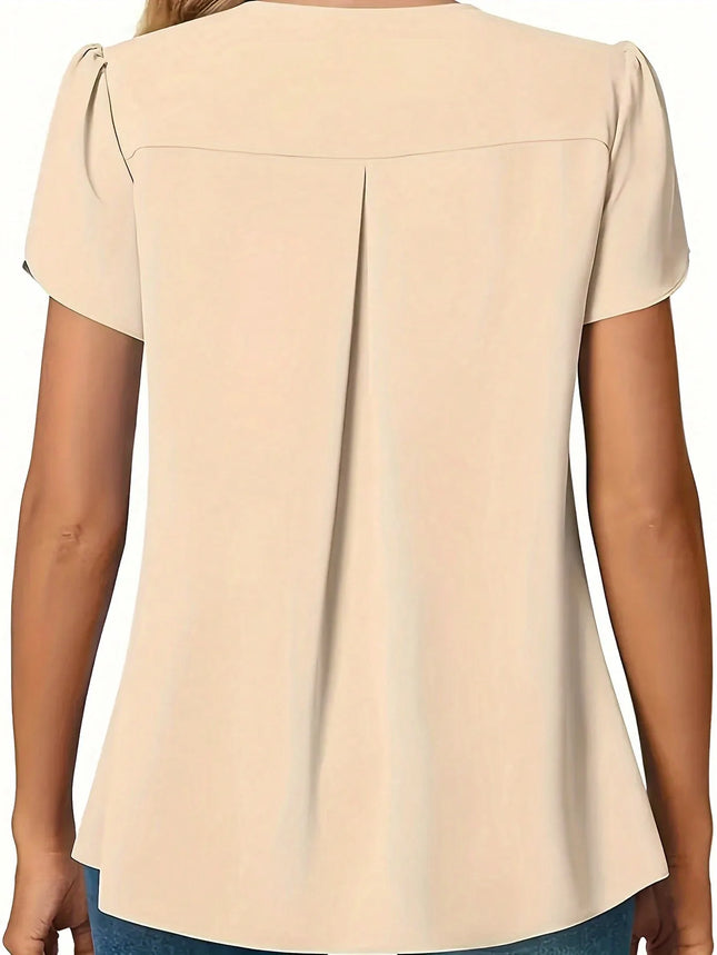 Plus Size 0XL-5XL Women V-neck Fashion Solid Color Shirt Blouse Ladies Casual Loose and Simple Long Sleeved Shirt