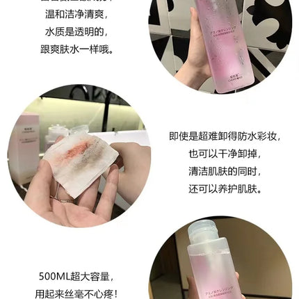 Gentle Amino Acid Makeup Remover for Eyes Lips Face - Press Pump Bottle Makeup Removal Water, Triple Cleansing Solution