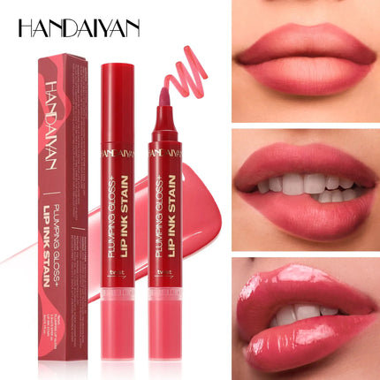 Lip Pencil Liquid Liner Double Head 2in1 Waterproof Tint Nude Oil Plump Gloss Mirror Lasting Moisturizing