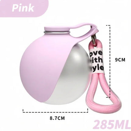 285ML Portable Leak Proof Pet Drinking Pot Outdoor Water Feeding Tool for Walking Pet 304 Stainless Steel Foldable Silicone Sink